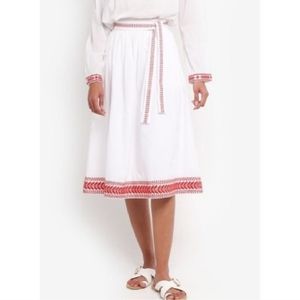 J. Crew Embroidered Midi Skirt